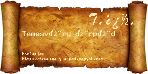Temesváry Árpád névjegykártya